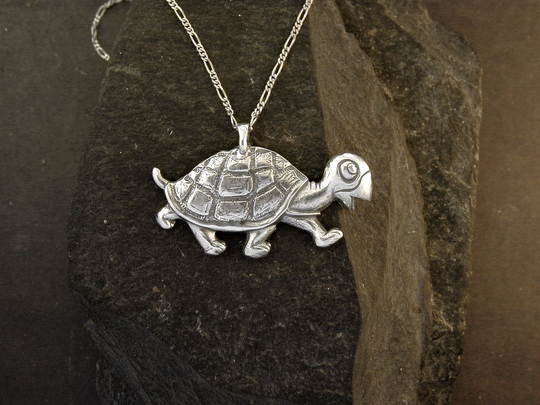 sterling Silver Tortoise Pendant On A Chain