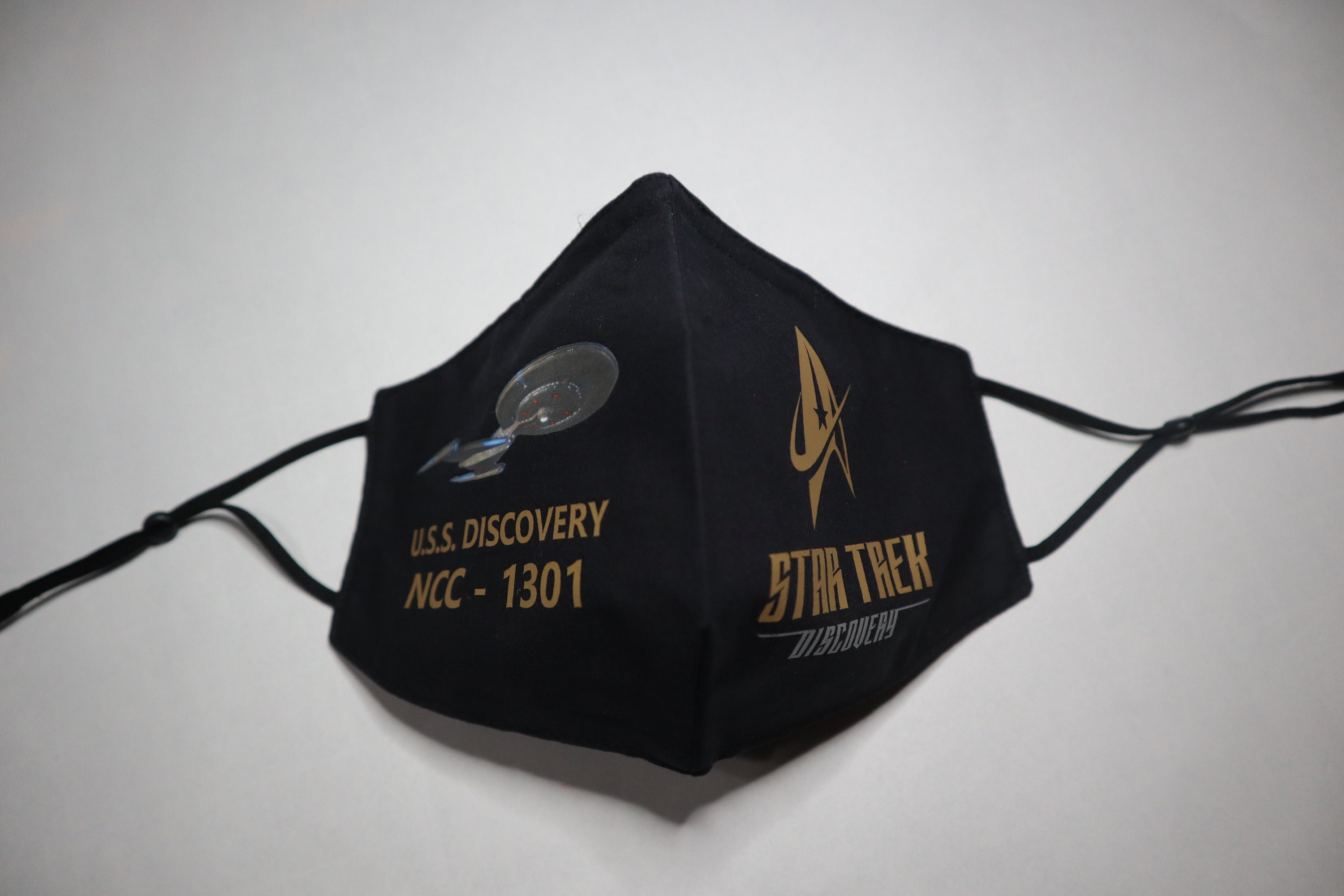 Handmade Cotton Blend Customizable Face Masks With Adjustable Ear-Loops - Star Trek Discovery Ncc 1301