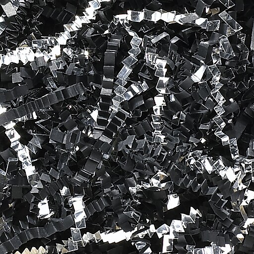 BOX 10 lbs. Crinkle Paper, Black and Silver Metallic Blend