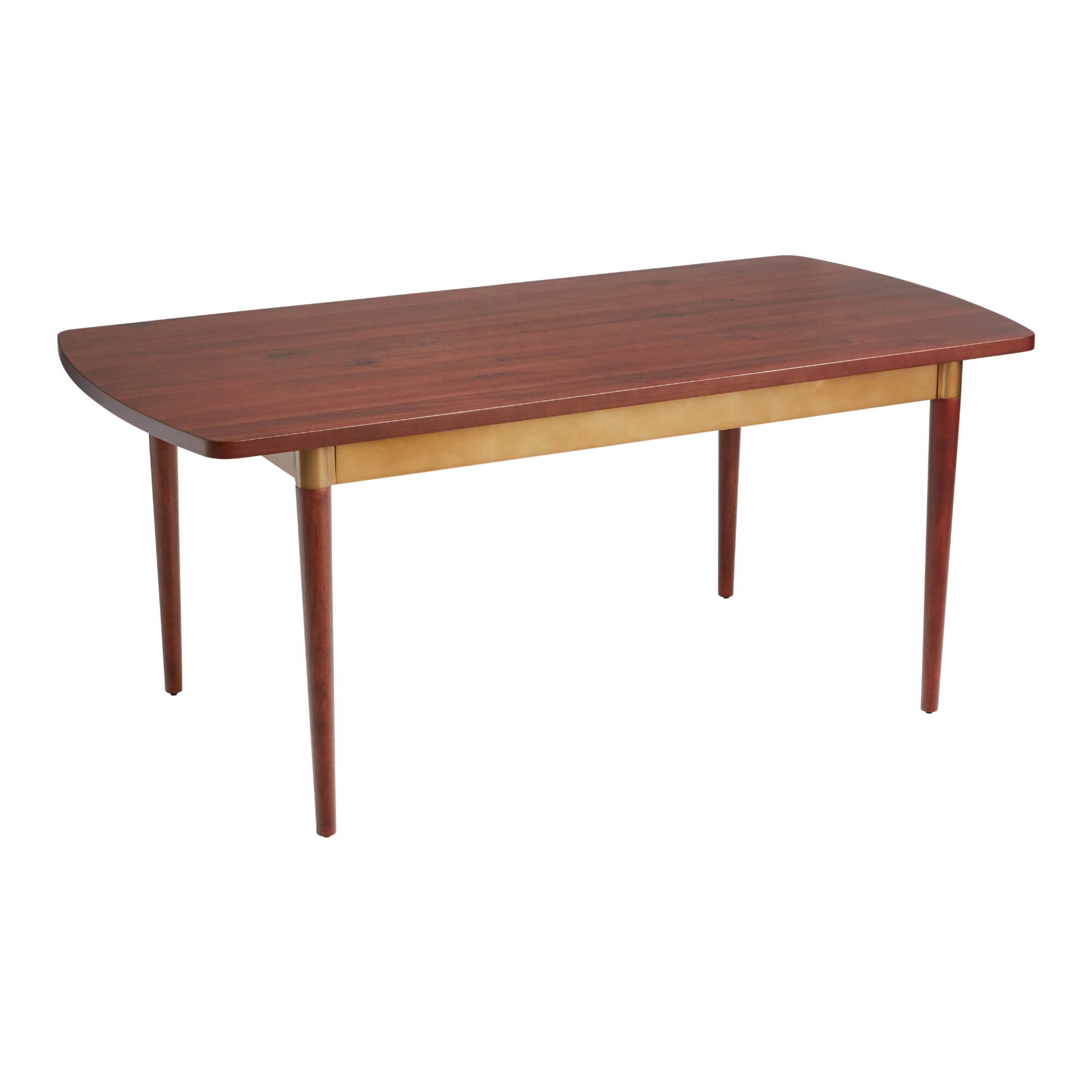 Walnut and Gold Mid Century Alianna Dining Table - Metal by World Market