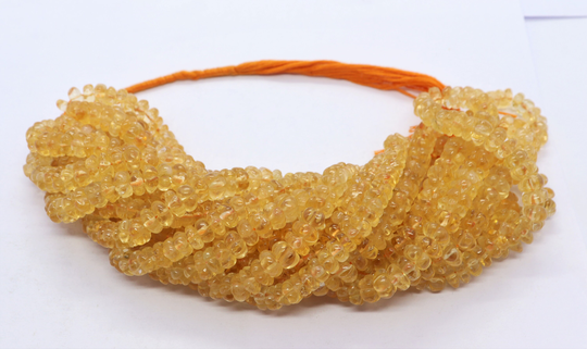 Aaa Natural Citrine Hand Carved Watermelon Beads, 6-7mm Bead, 16 Inch Necklace, Curved Pumpkin Beads
