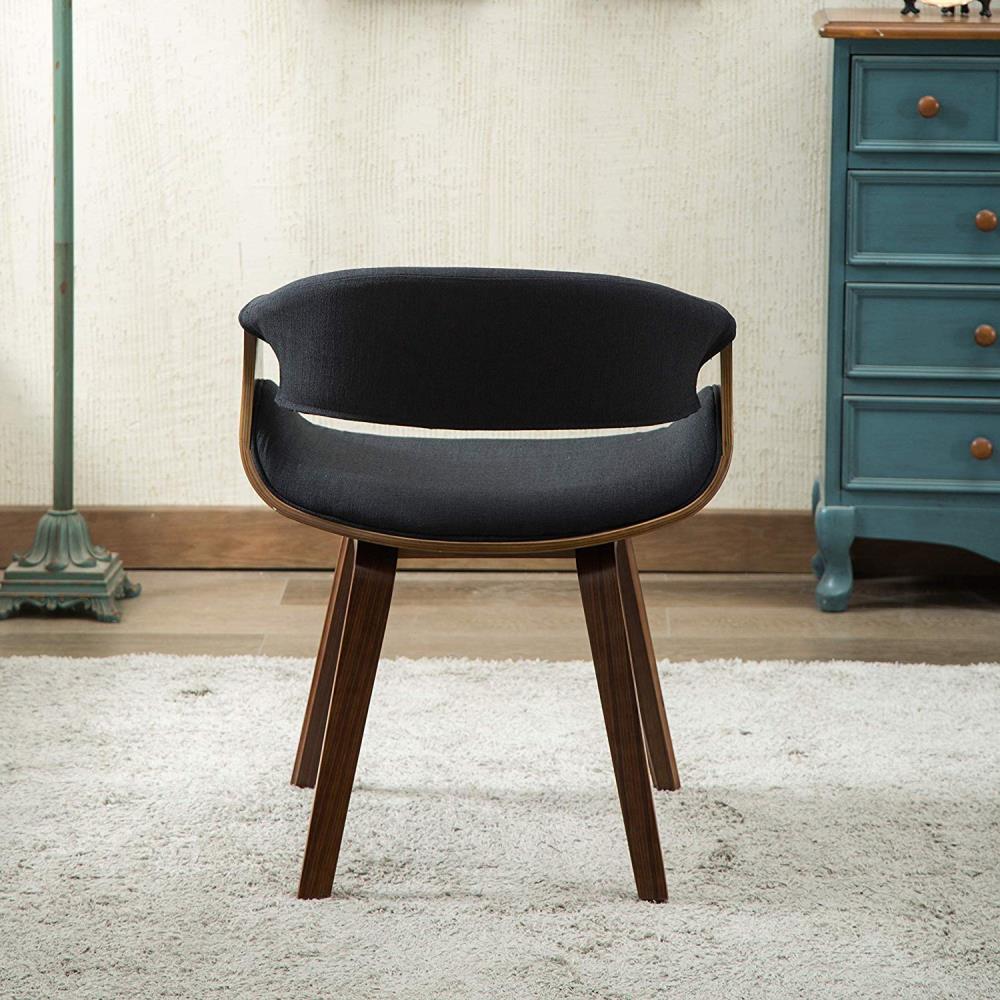Clihome Dining Chair Contemporary/Modern Polyester/Polyester Blend Upholstered Dining Arm Chair (Wood Frame) in Black | ZB-PH-1002-1-BK