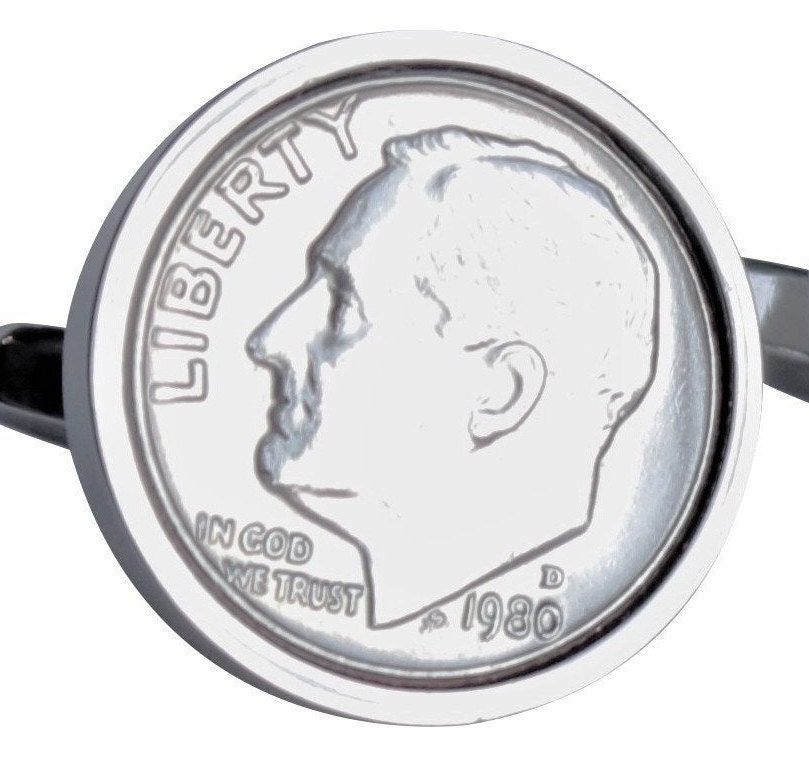 41st Birthday Gift - 1980 Mint Coin Cufflinks Genuine Us Dime Cufflinks Gifts For Men Year Coin