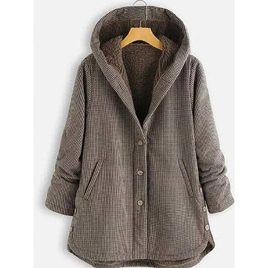 Buttoned Hoodie Casual Cotton-Blend Outerwear - Black, M