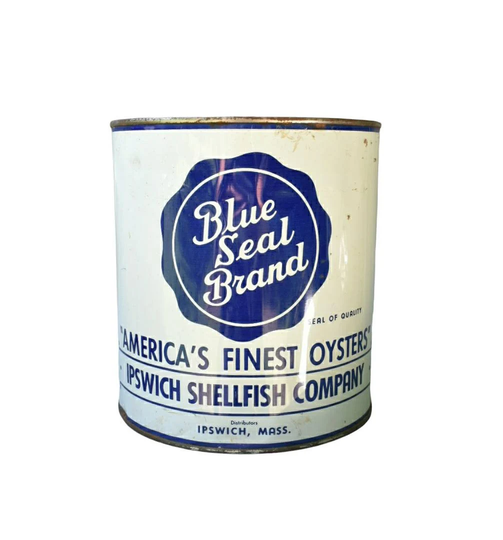 Oyster Can Gallon Size Blue Seal Tin Advertising - Seafood