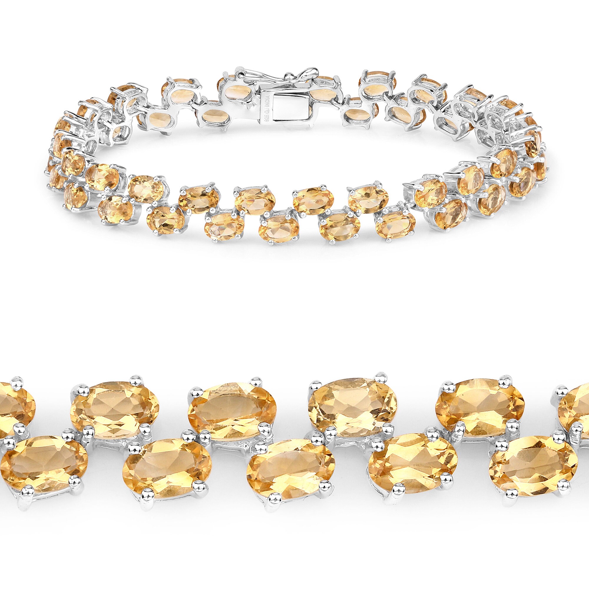 Citrine Bracelet, Natural Ovals Tennis Bracelet .925 Sterling Silver, Orange Gemstone November Birthstone Gift