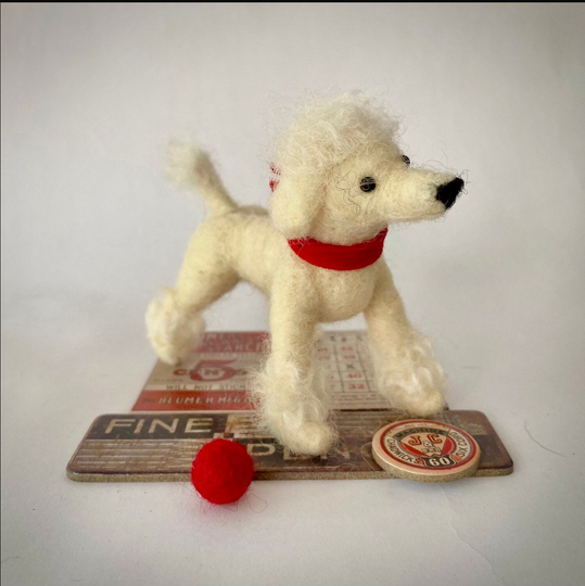 Needle Felted White Poodle Puppy