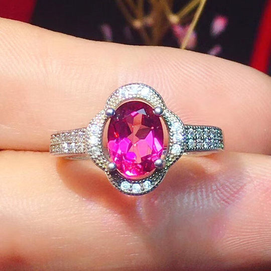 Sale Natural Pink Topaz Ring, S925 Sterling Silver, November Birthstone, Handmade Engagement Gift For Women Her