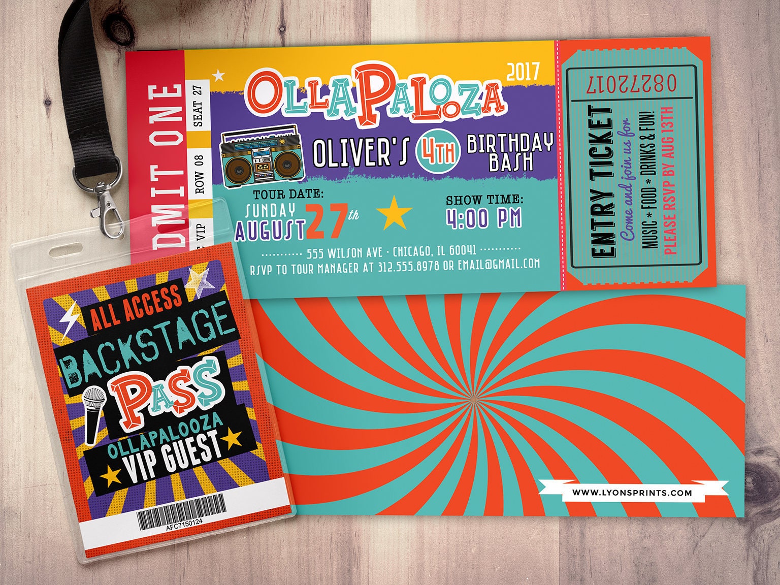 Rock Star-Concert Ticket Birthday Invitation - Girl Pop Star Invitation-Music Invitation