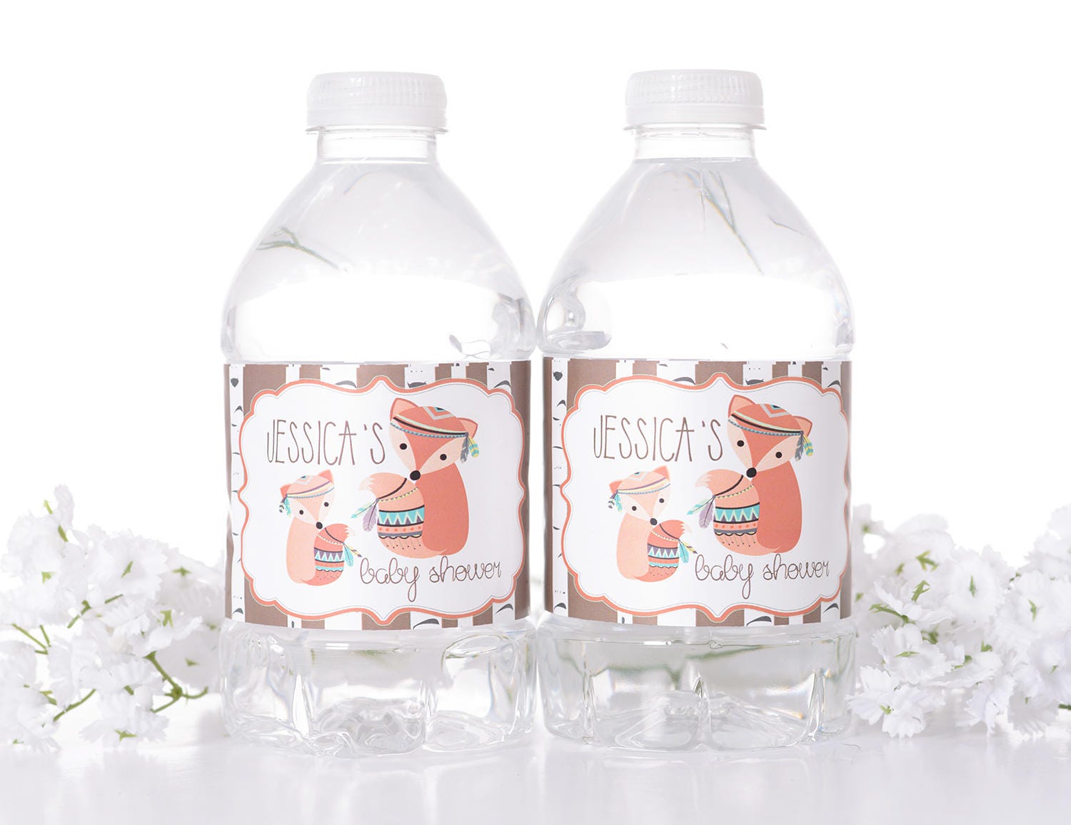 Custom Baby Shower Water Bottle Labels - Stickers Waterproof Label For #bsiw-64