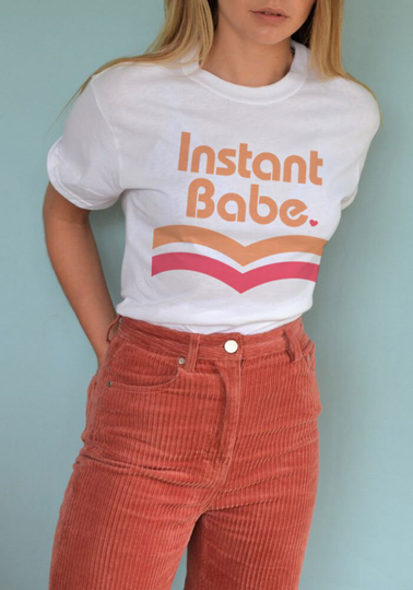 Instant Babe Tee/Womens Graphic Tees Ramen Noodle Shirt Vintage Style Retro 70S Japan Anime Cup Of Noodles Tshirt