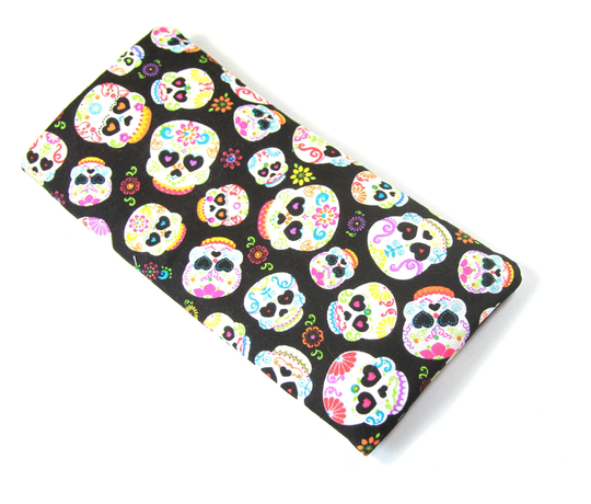 Sugar Skulls Fabric Bag, Sunglasses Case, Eyeglasses Skull Design Colorful Lovers Gift