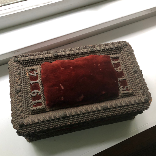 I Hope It Didn't Take A Year To Make Antique Victorian Tramp Art Box With Carved Dates