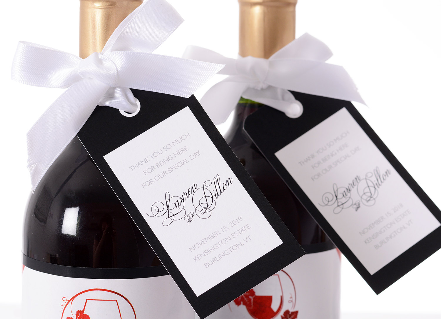 stunning Script Wedding Tags - Wine Bottle Tags, Favor Box Bag Personalized Hanging