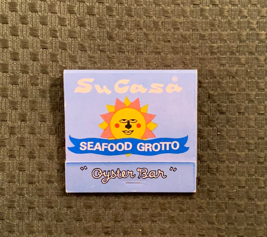 Vintage Matchbook, Su Casa, Seafood Grotto, Oyster Bar, Restaurant, California, with 30 Match Sticks, Free Ship in Usa