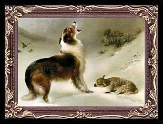 Collie Dog & The Lamb Miniature Dollhouse Art Picture 6770