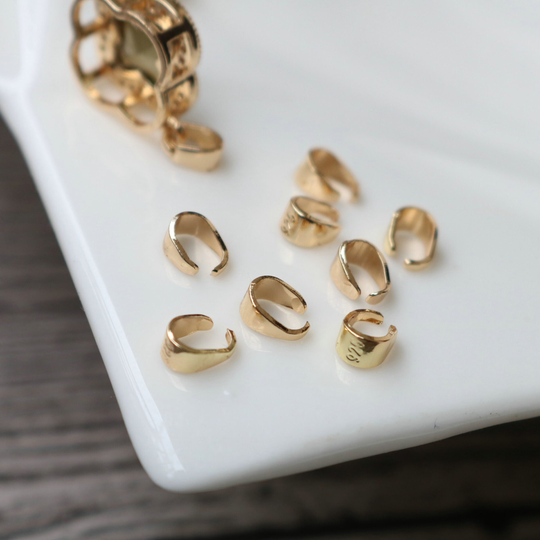 50Pcs Clasp Pinch Bails Charm Melon Seeds Buckle Pendant, Clamp Rams, Diy Jewelry Necklace Bracelet Connector