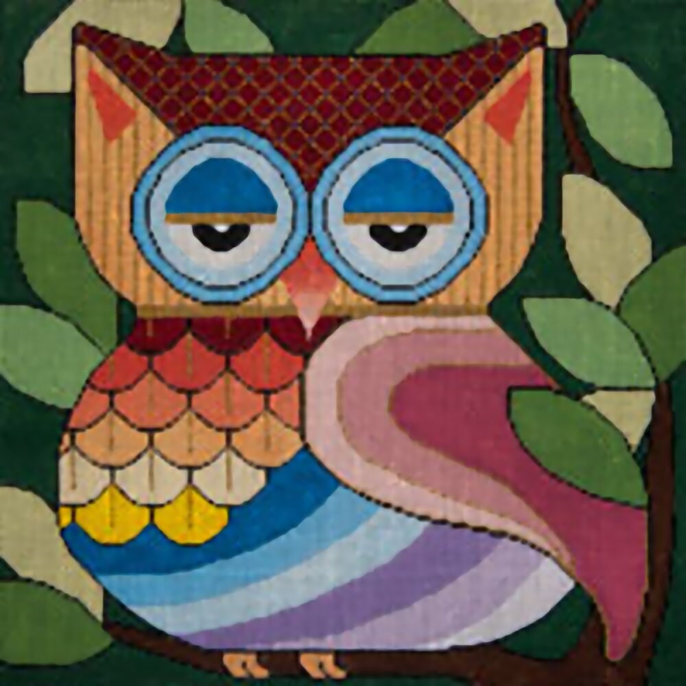 Needlepoint Handpainted Jp Owl What R U Looking At 10x10 -Free Us Shipping