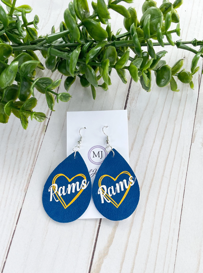 Rams Team Love Football Faux Leather Earrings, Gifts For Fans, Earrings