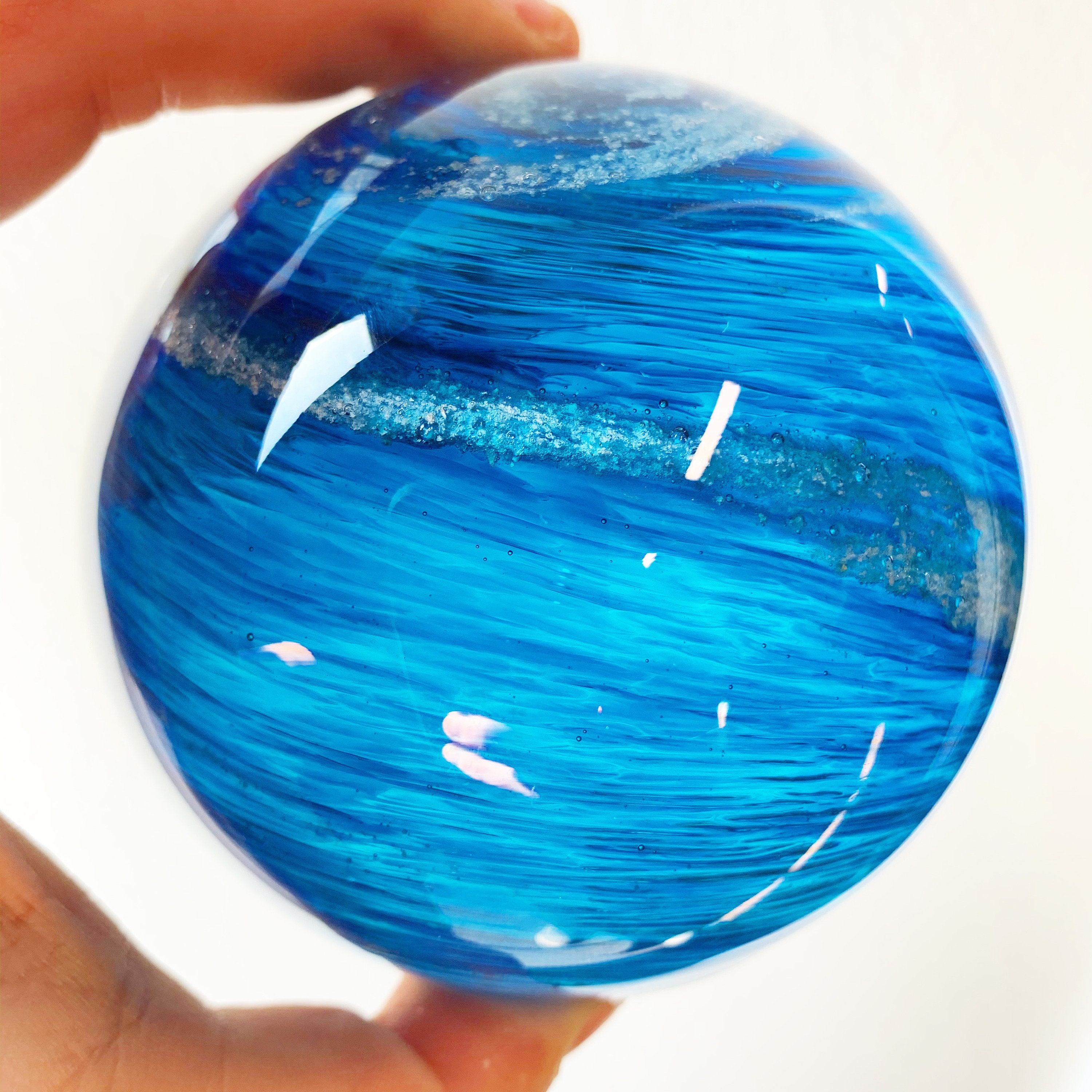 Solid Color Ashes in Glass Keepsake/Paperweight With Memorial Orb Cremate