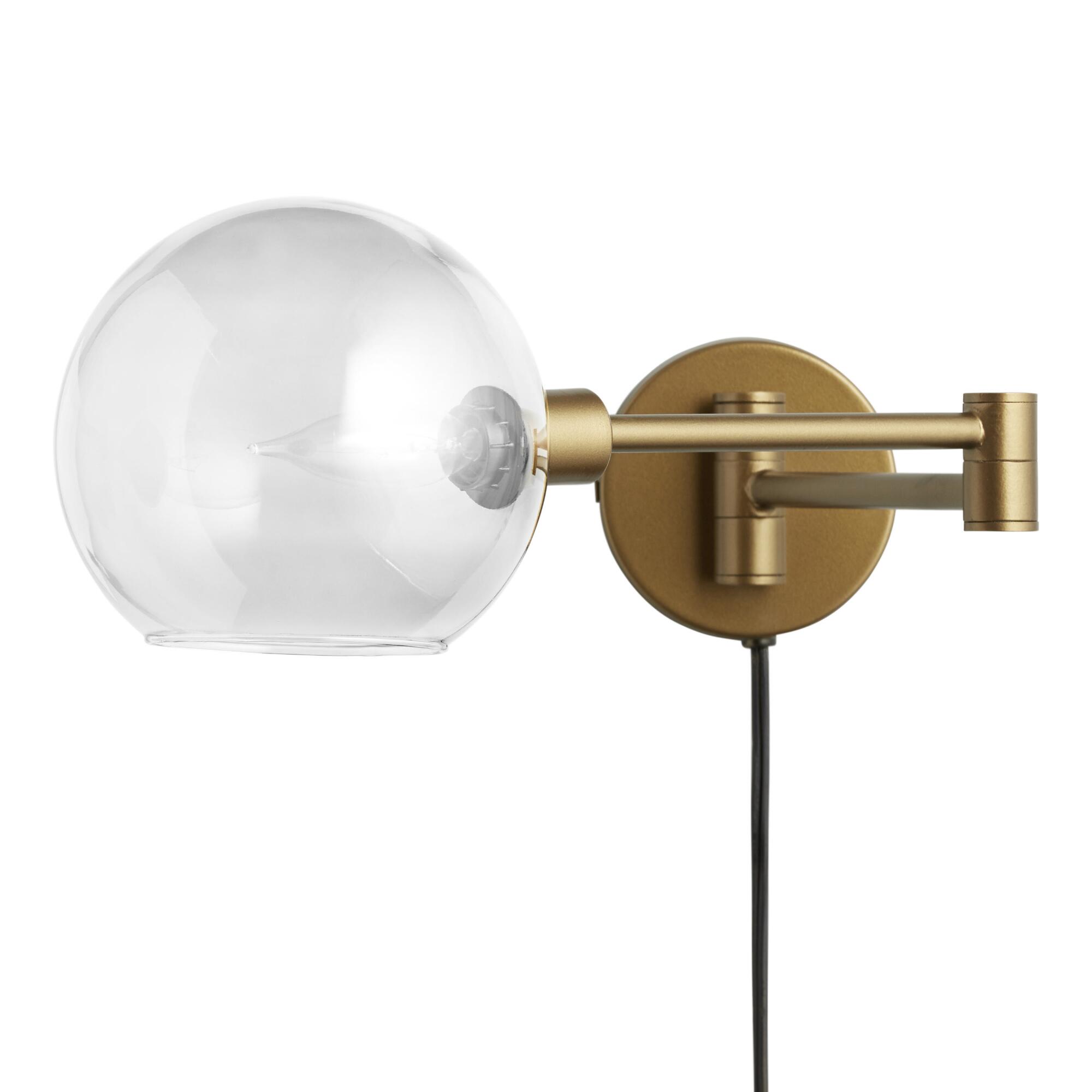 Smoke Gray Glass Dome Adjustable Luna Wall Sconce by World Market