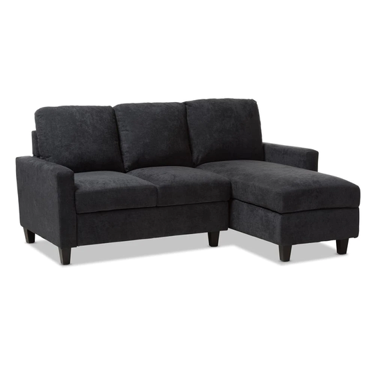 Baxton Studio Greyson Modern Charcoal Polyester/Blend Sectional in Gray | 144-8758-LW