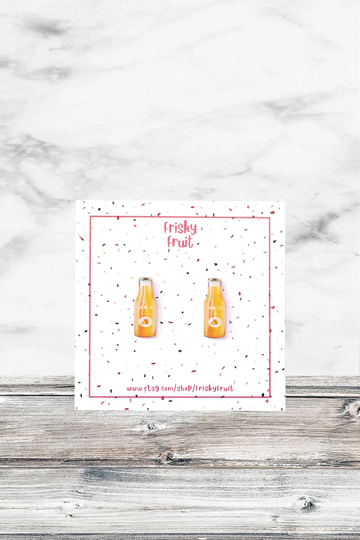 Fresh Orange Juice Earrings Drinks Miniature Food Jewelry Healthy Lover Gift Bartender Waitress