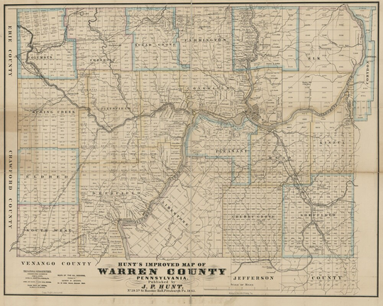1865 Farm Line Map Of Warren County Pa Hunts Improved
