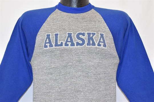 80S Alaska Raglan Jersey Rayon Tri Blend 3/4 Sleeve Heathered T-Shirt Small