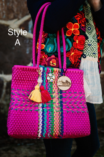 Mexican Handwoven, Market Bags, Basket, Plastic Totes Bag, Beach Boho Recycled Bags Unique Colorful Bag