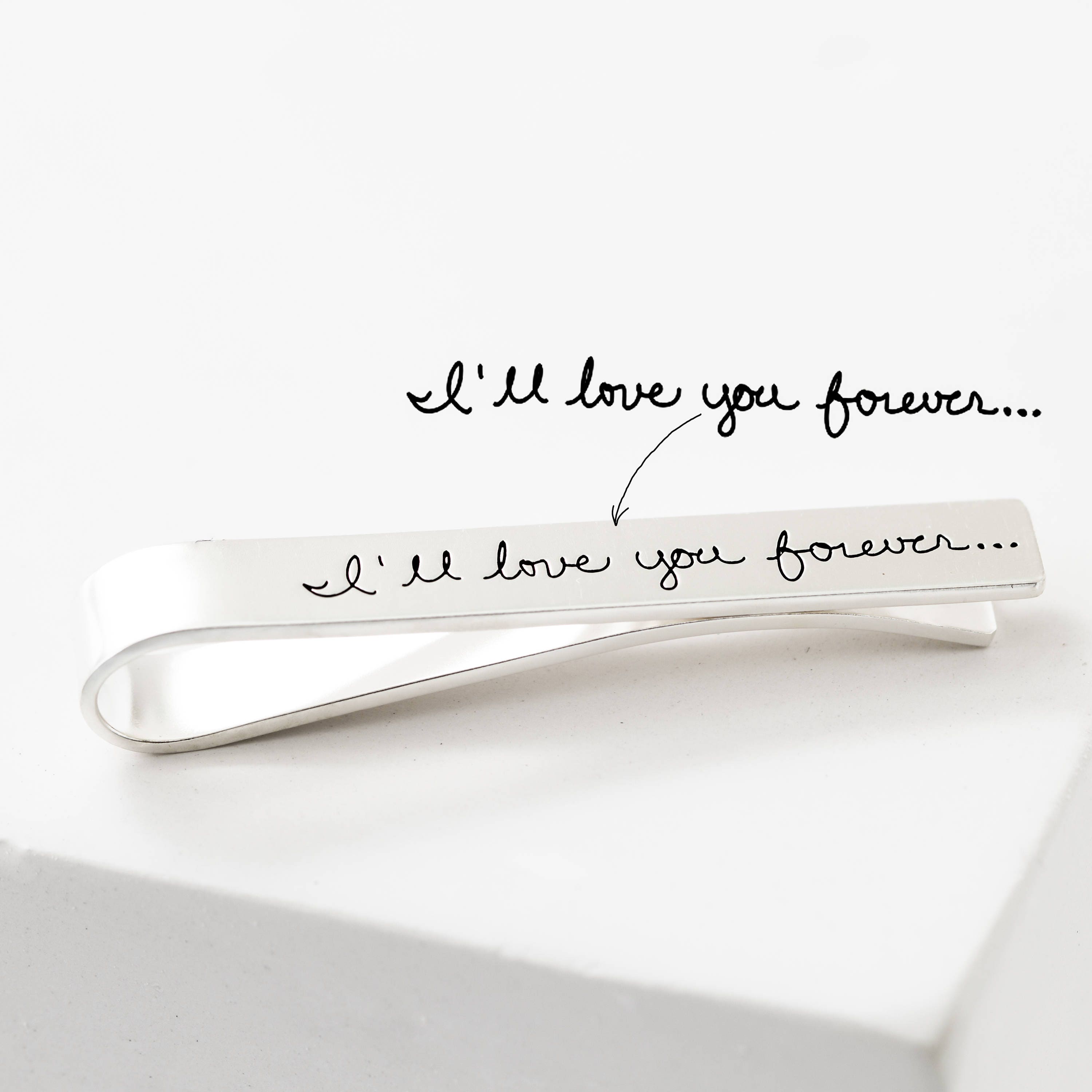 Handwriting Tie Clip For Him Custom Signature Personalized Bar For Dad Father Of The Bride Gift Groomsmen cm24