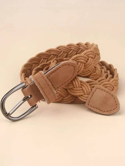 Camel Woven Belt, Pin Buckle Braided Dainty Camel Dress Belt