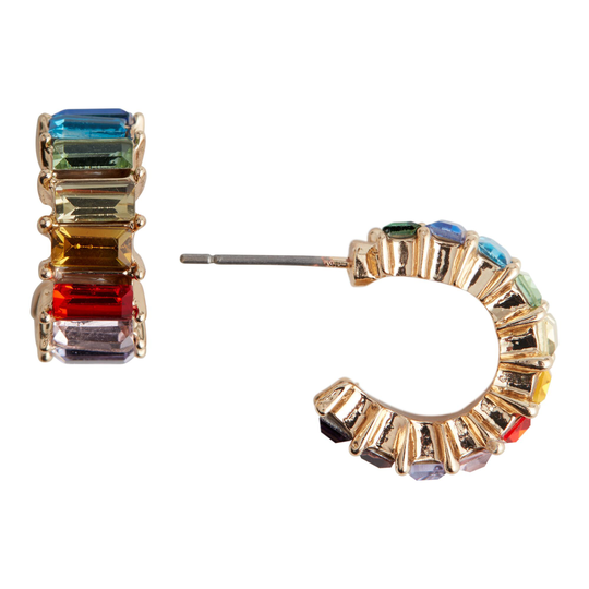 Small Rainbow Glass Hoop Earrings: Multi by World Market