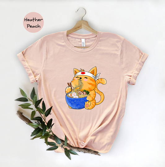 Ramen Cat Shirt, Ramen Shirt, Noodle Japan Anime Foodie, Japanese Noodles, Foodie Lover