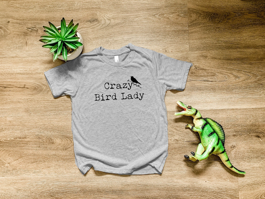 Crazy Bird Lady, Kids Tri-Blend T-Shirt, Boy's Tee, Comfortable Funny Gift, Shirts With Sayings, Royal Blue Or Heather Gray