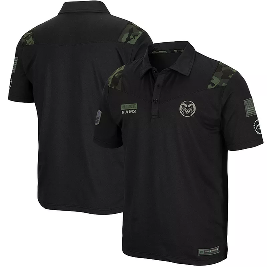 Men's Colosseum Black Colorado State Rams OHT Military Appreciation Sierra Polo, Size: Large