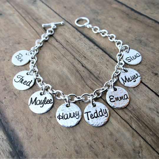 Custom Charm Bracelet | Sterling Silver Family Mother's Day Gift For Grandma Personalized