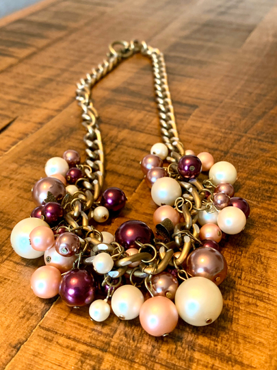 Last One Ready To Ship Multi Pearl Bib Necklace Free Earrings