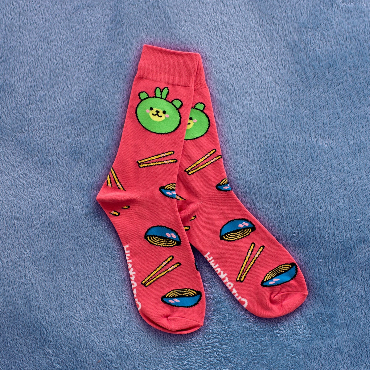 Baru's Ramen Socks - Cute & Pink With Chopsticks