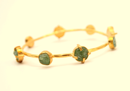 Green Apatite Bracelet Silver 925K Sterling Jewelry 24K Gold Over Authentic Handmade Silver Bracelet For Women