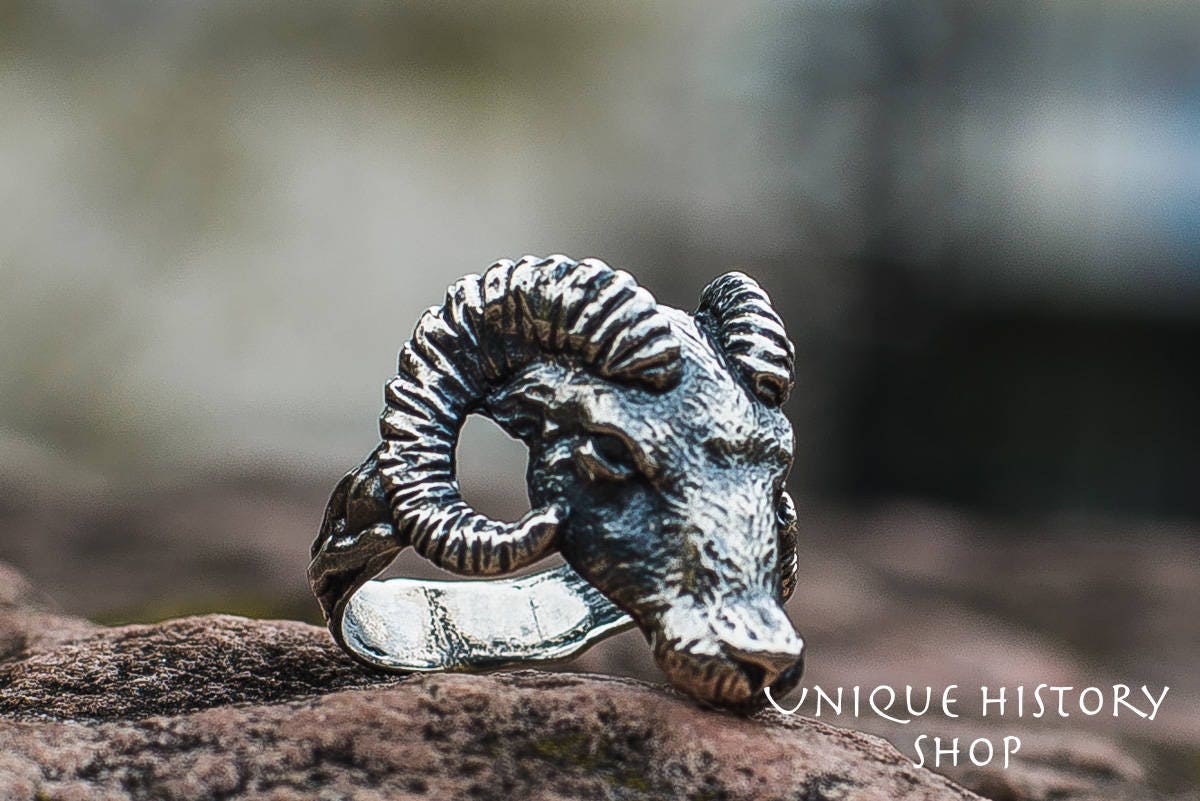Ram Head Ring, Handmade 925 Silver Animal Unique Jewelry, Ring With Ram, Skull Rings