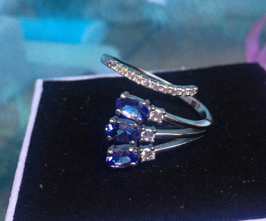 Tanzanite Multi-stone Open Ring Certified Natural Size 7 Ready To Ship
