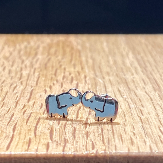 Rp024. Elephant Stud Post Animal Earrings. Sterling Silver. Nickel Free