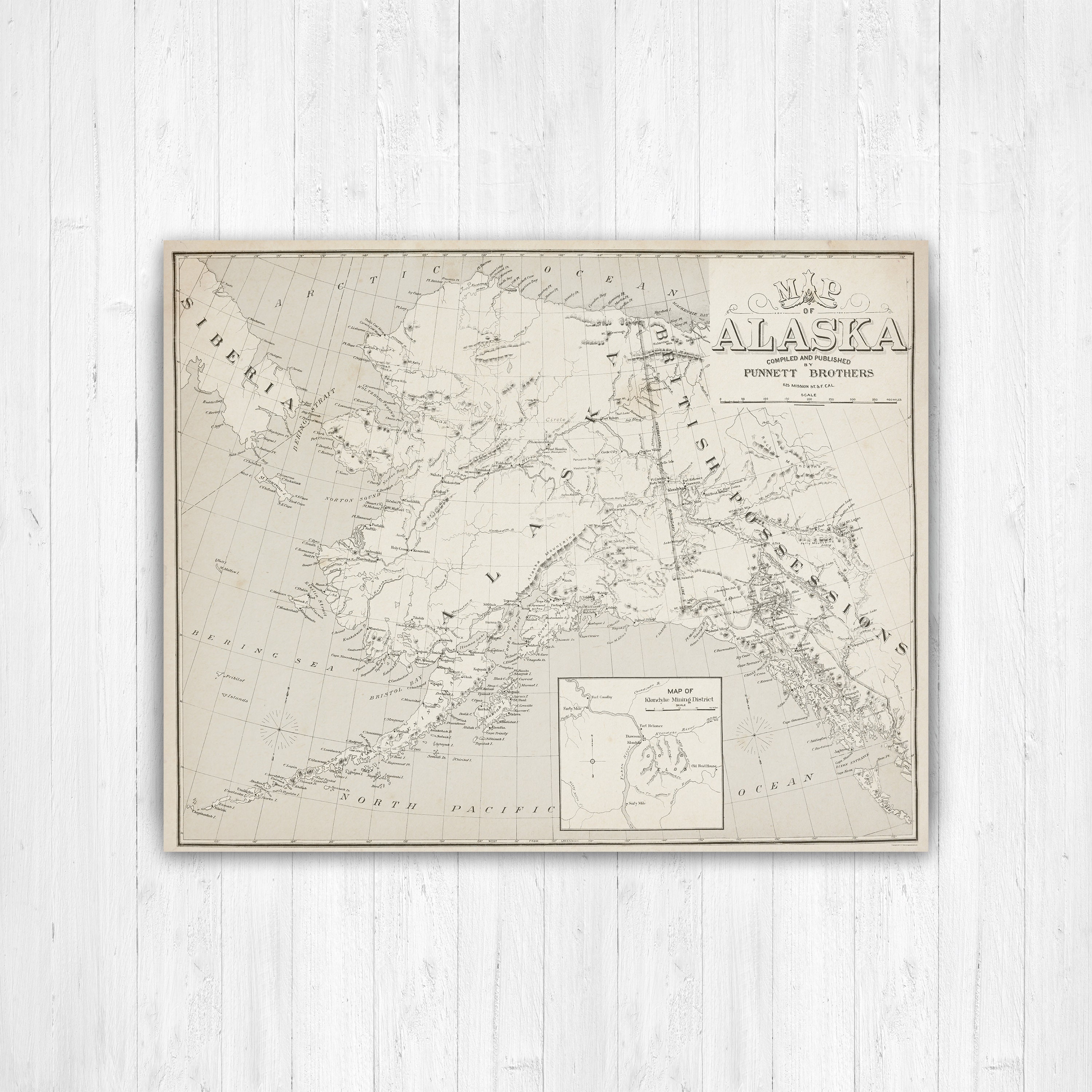Alaska Antique State Map Print | Canvas Art Printed Marketplace