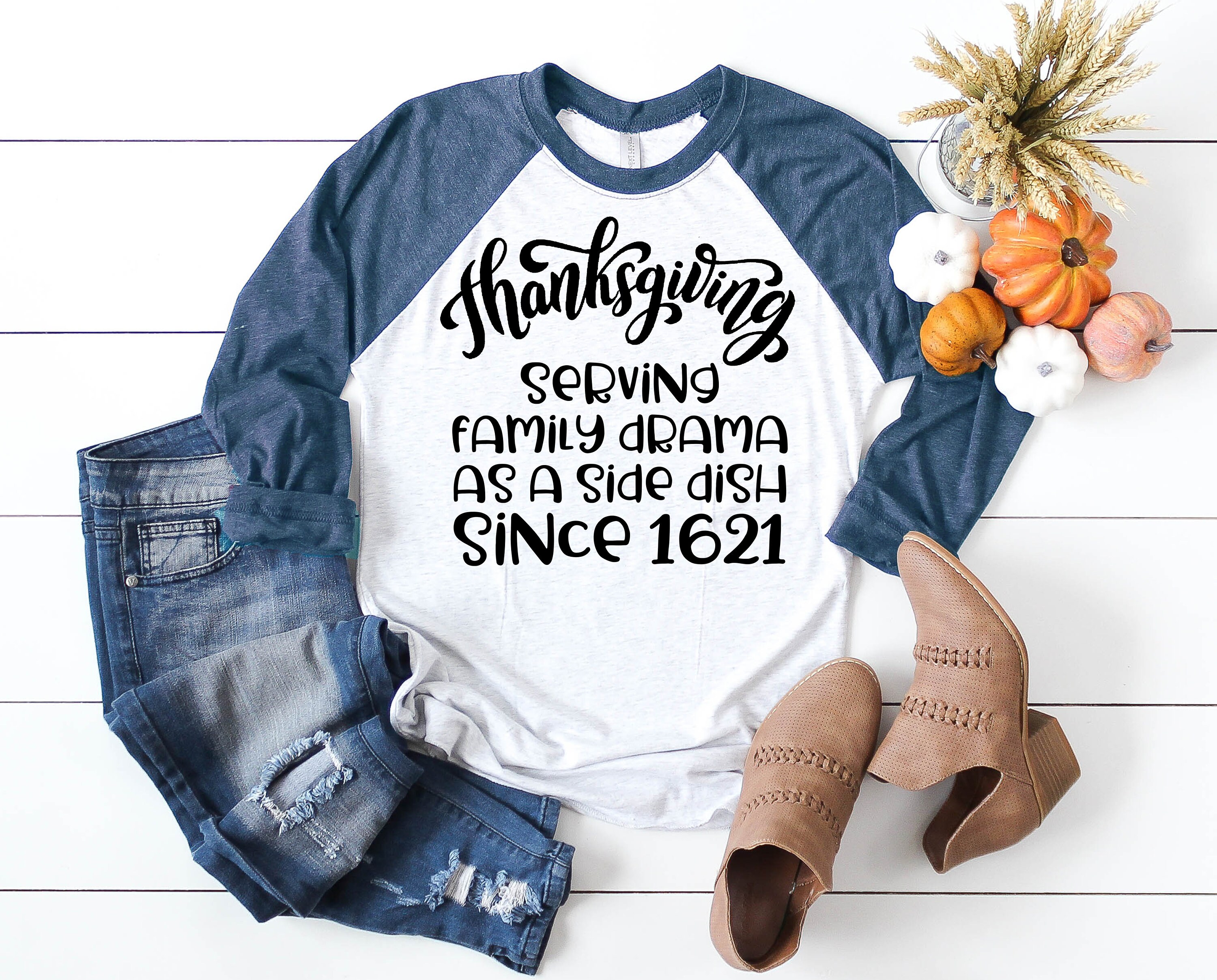 Thanksgiving Family Drama 3/4 Sleeve Raglan Baseball Shirt Friends Free Shipping Screen Printed Quality Matching Turkey Shirts