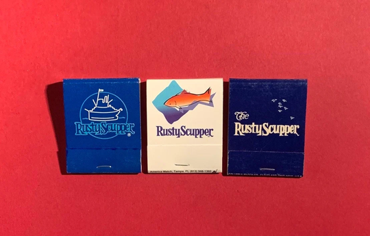 Vintage Matchbooks, Rusty Scupper, Seafood, Restaurant, Lot Of 3, with All Match Sticks, Free Ship in Usa