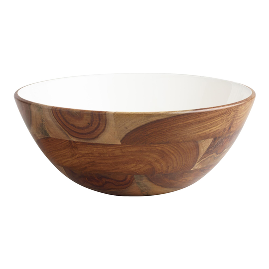 Large White Enamel Wood Bowl by World Market