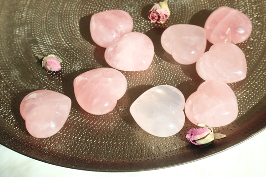 Natural Rose Quartz Crystal Hearts