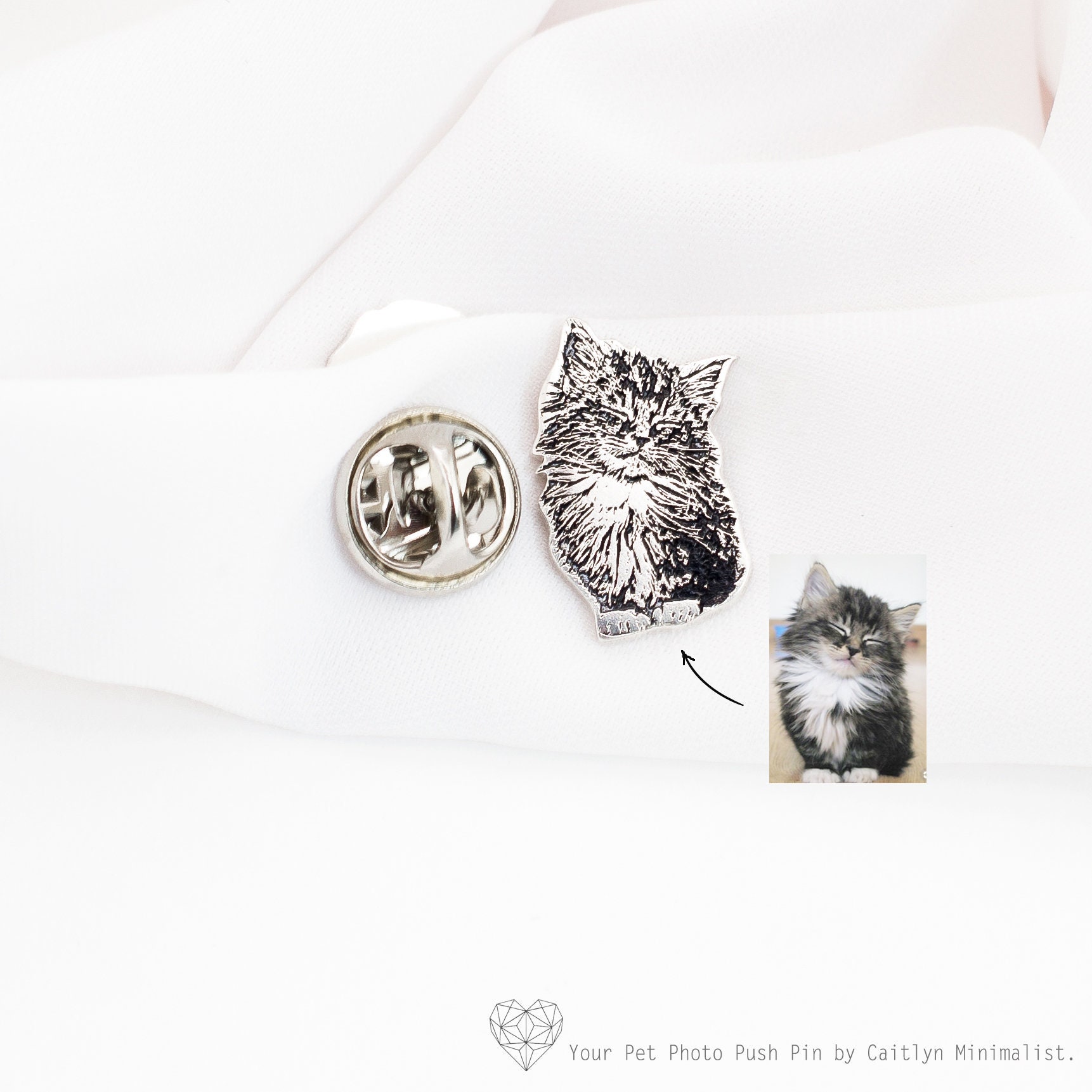 Your Pet Photo Push Pin Personalized Brooch Custom Lover Gift Memorial Grandma Mothers cm35