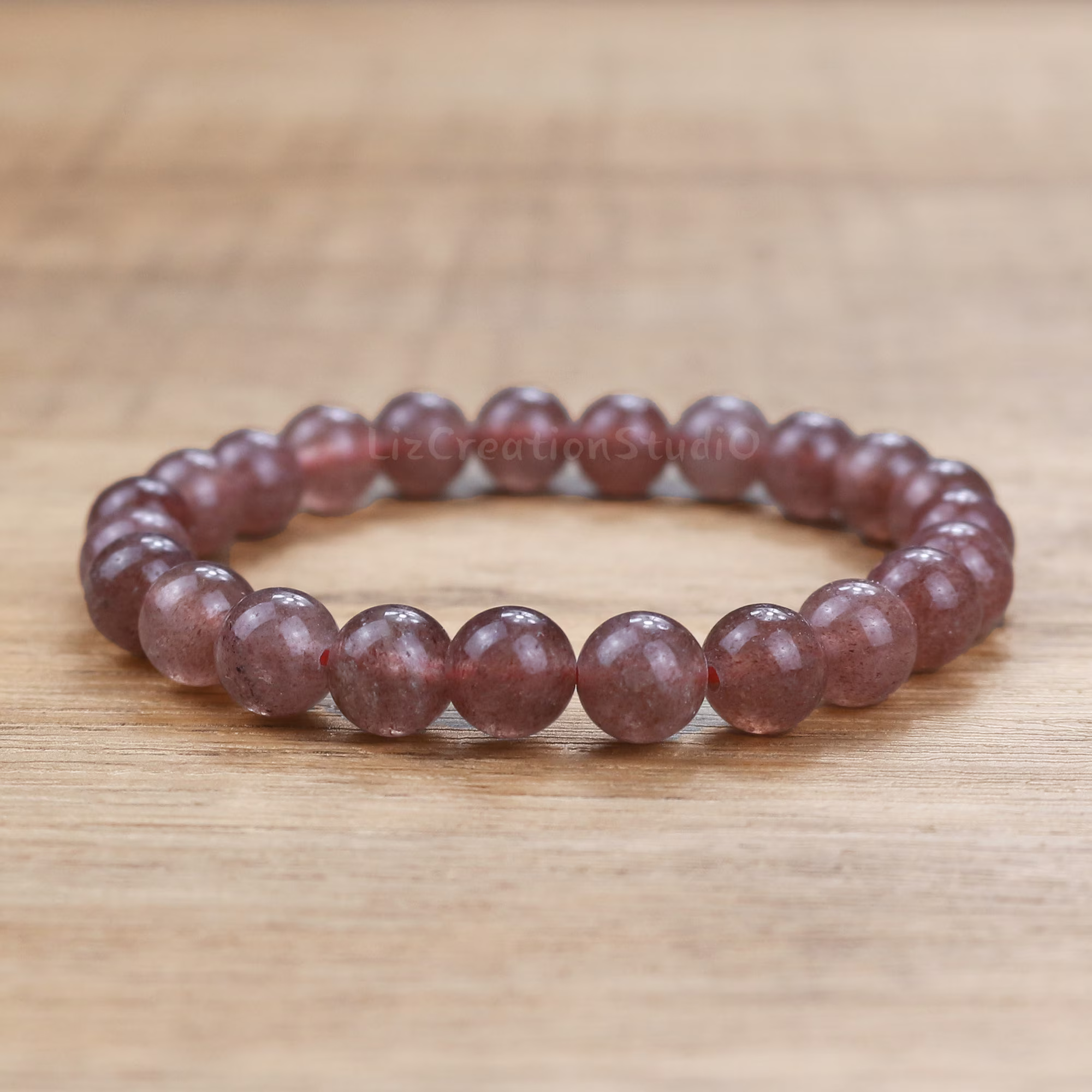 Strawberry Quartz Bracelet-Energy Protection Strength Bracelet-Natural Gemstones Healing Bracelet-Meditation Grounding Calming Balance Gift